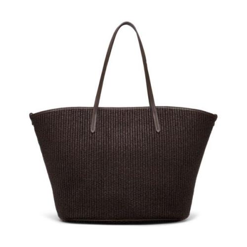 Brun Interwoven Bomuld Blandet Tote Taske