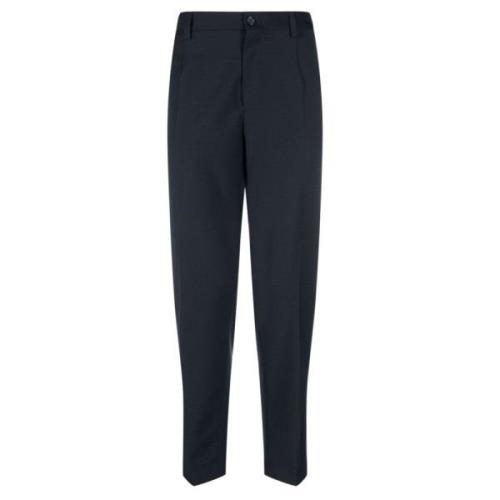 Midnight Blue Wool Blend Tailored Trousers