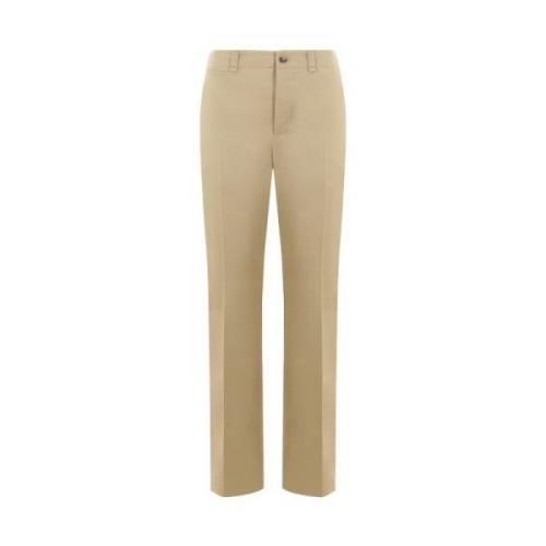 Beige Straight Leg Cotton Drill Bukser