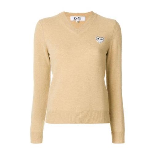 Hvidt Hjerte V-Hals Pullover