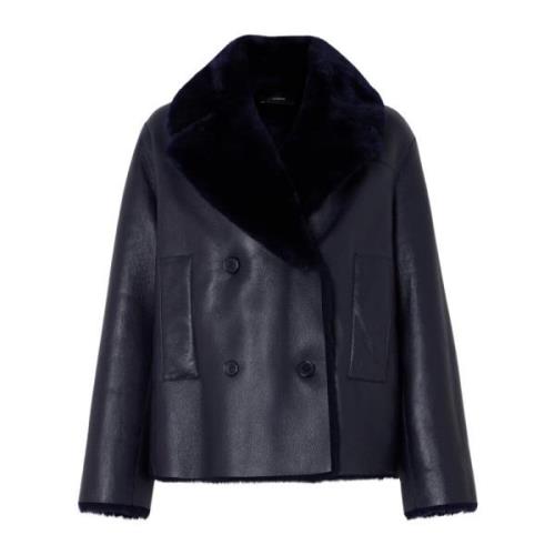 Shearling Calla Coat - Navy