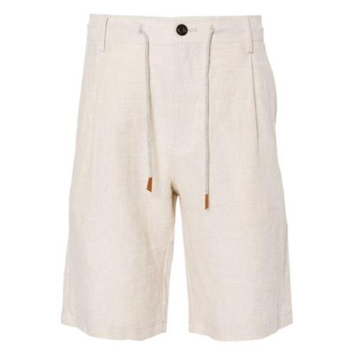 Linned shorts med snøre og lommer