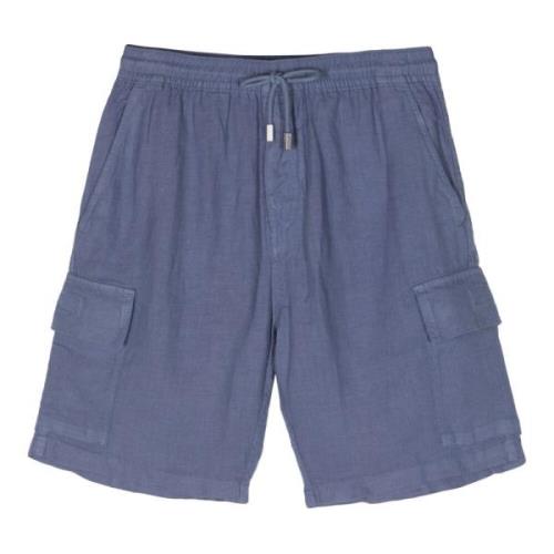 Linned Cargo Shorts med Lommer