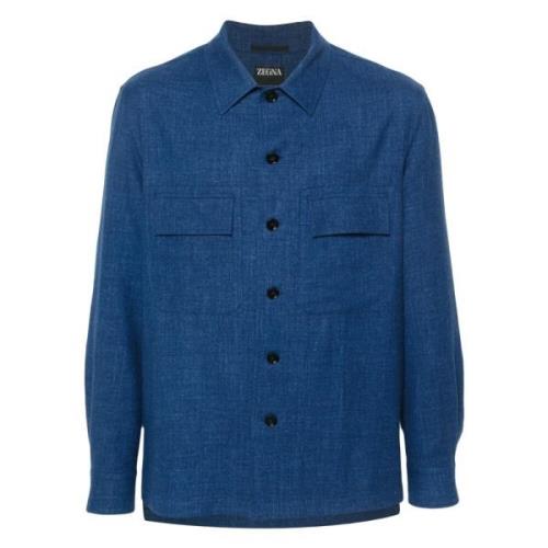 Kashmir Linned Overshirt Knaplukning Lommer