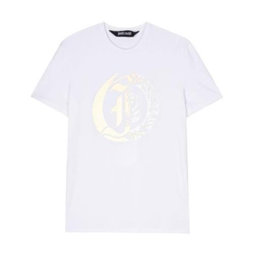 Hvid Bomuld Logo Print T-shirt