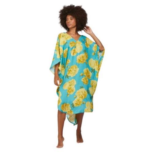 Lang Blomstret Kaftan med V-Hals