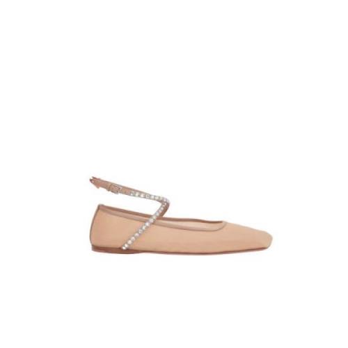 Nude Mesh Krystal Ankel Ballet Flats