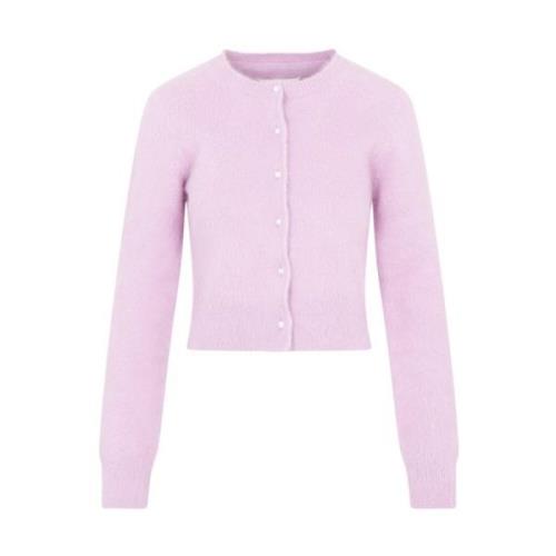 Fluffy Angora Cardigan Pink Purple