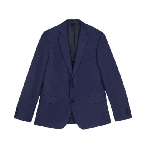 Marineblåt Linned og Uld Blazer