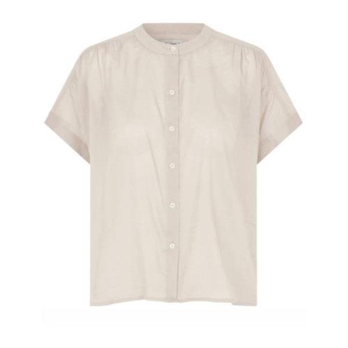 Elegant kortærmet bluse creme