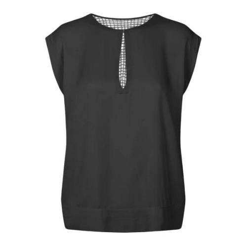 Elegant Sort Rosalyn Bluse med Blonde Detalje