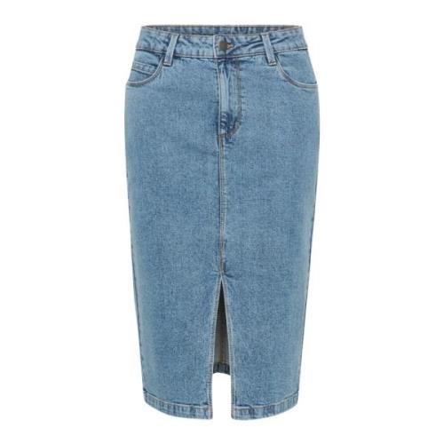 Denim Nederdel Lyseblå Vasket