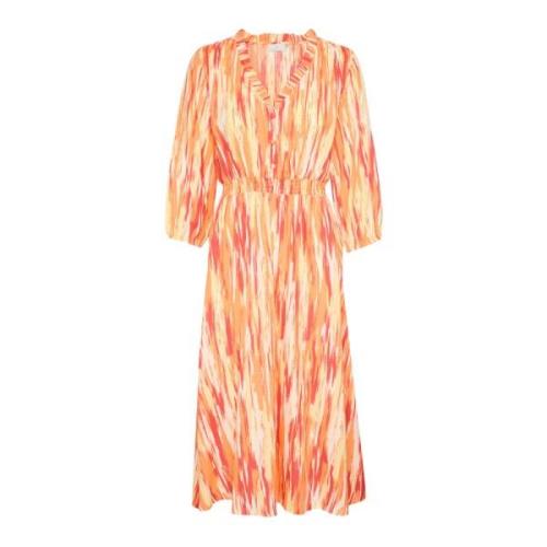 Gul/Orange Abstrakt Print Maxi Kjole