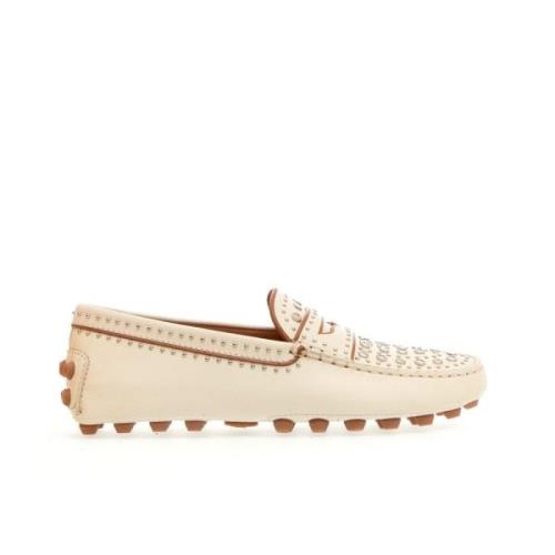 Hvide Loafer Sko med Spejl Studs