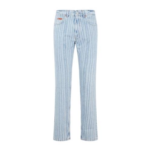 Blå Pinstripe Straight Leg Jeans