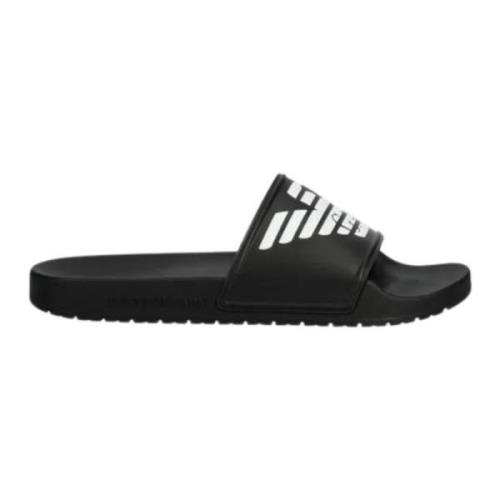 Sort Logo Præget Slides Sandaler