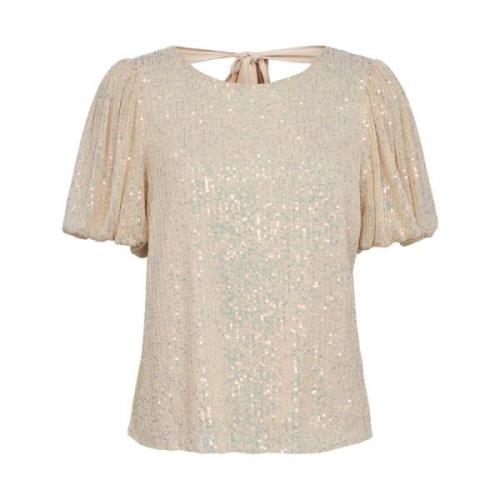 Mesh Bluse med Palietter