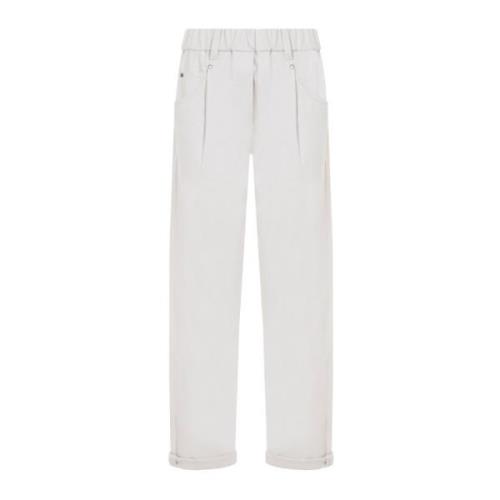 Beige Pull-On Pant med Guld Hardware