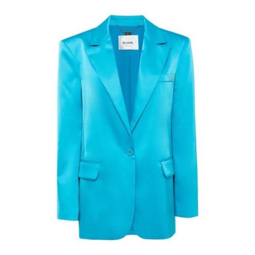 Oversize Satin Blazer med Enkeltknap Lukning