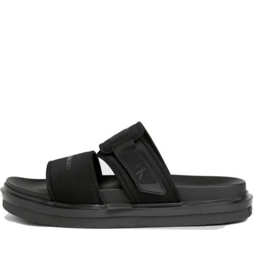 Sort Dobbelt Bar Flad Sandal