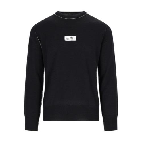 Sort Logo Sweater med Kontrastdetaljer