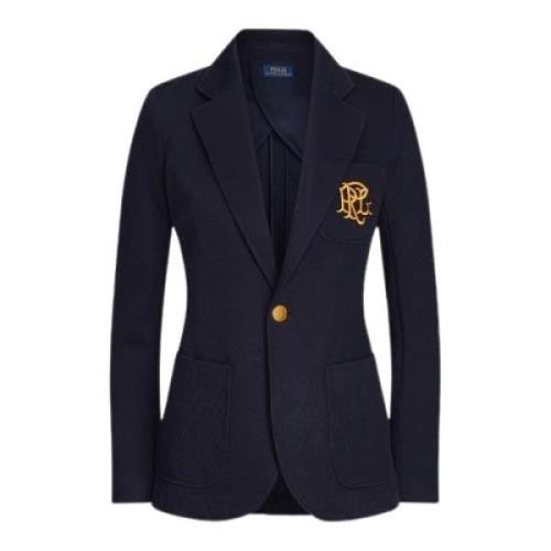 Marineblå Double Knit Jacuard Blazer