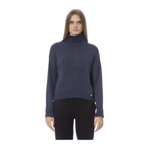 Blå Ribbet Langærmet Sweater