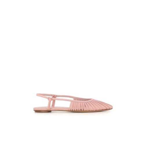 Rosa Læder Slingback Ballerina Sko