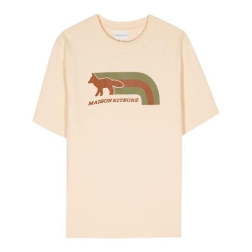 Ræv Motiv Beige Bomuld T-shirt