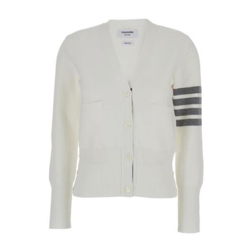 Klassisk V-hals Cardigan Hvid Sweater