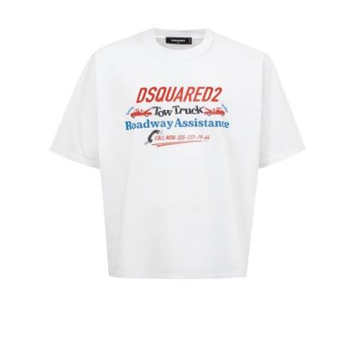 Hvid Tow Truck Print T-Shirt