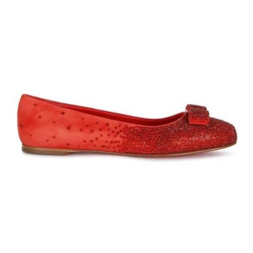 Rød Ballerina Flats Krystalpynt