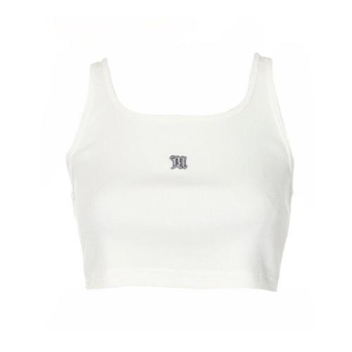 Cropped Tanktop med Logo Stitching