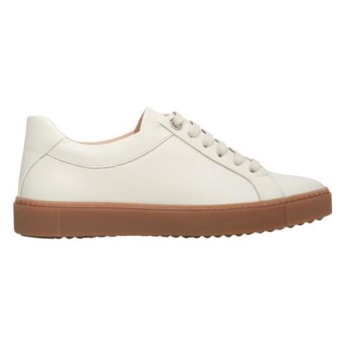 Lyse Beige Ægte Læder Platform Sneakers