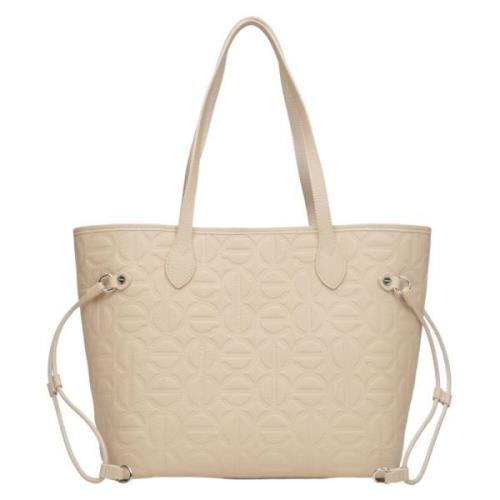 Luksus Beige Læder Shopper Taske