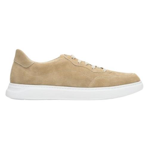 Sand Beige Velour Low-Top Sneakers