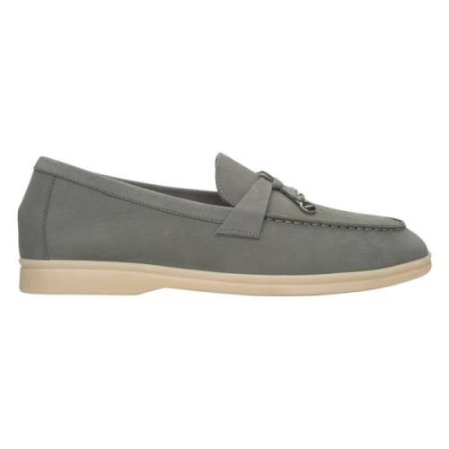 Grå Tassel Loafers Nubuck Læder