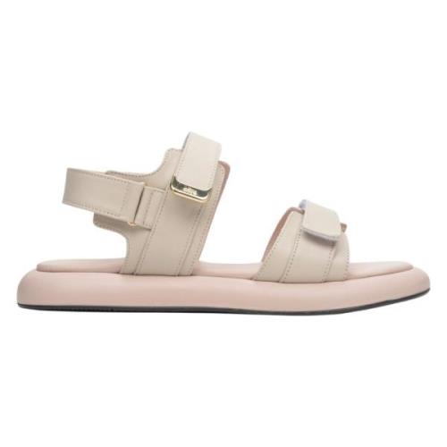 Beige Strappy Læder Sandaler