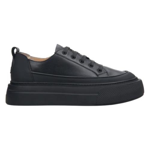 Kvinders Sorte Lave Top Læder Sneakers ER00113473