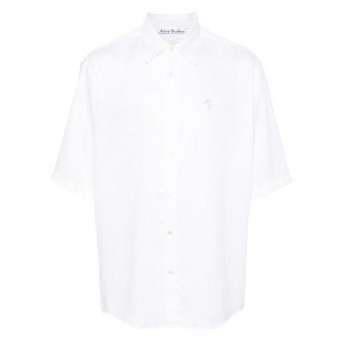 Hvid Stribet Button-Up Skjorte