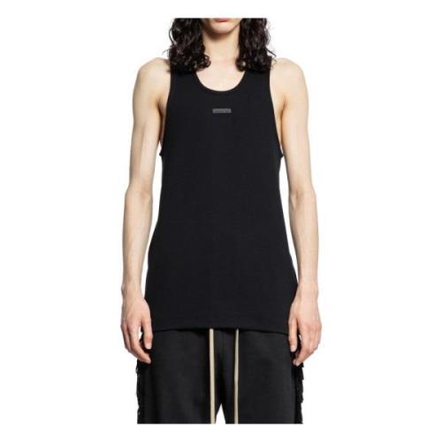 Ribbet Tank Top Sort Scoop Neck