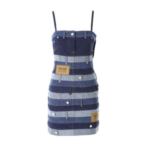 Multifarvet Patchwork Denim Kjole