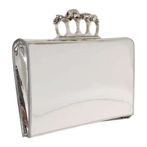 Metallic Sølv Knuckle Zip Clutch Taske