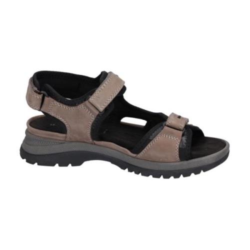 Bred pasform nubuck lædersandal - grå