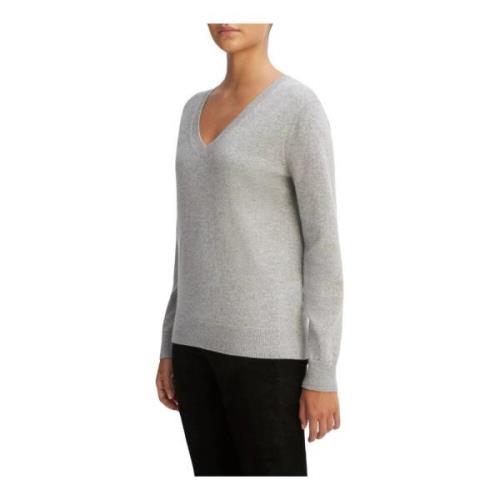 Grå Cashmere Weekend V-Hals Sweater