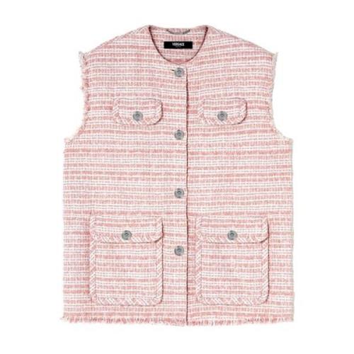 Hvid Rosa Tweed Frynsevest