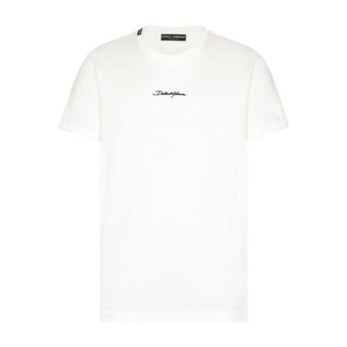 Hvid Bomulds T-shirt med Front Logo