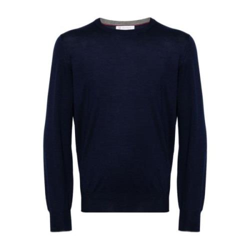 Blå Uld Crew Neck Sweater