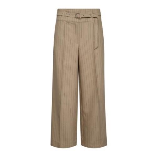 Pinstripe Wide Leg Pants Beige