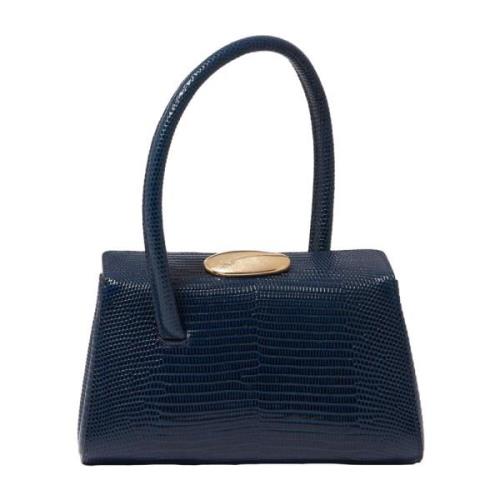 Lizard-Embossed Leather Handbag